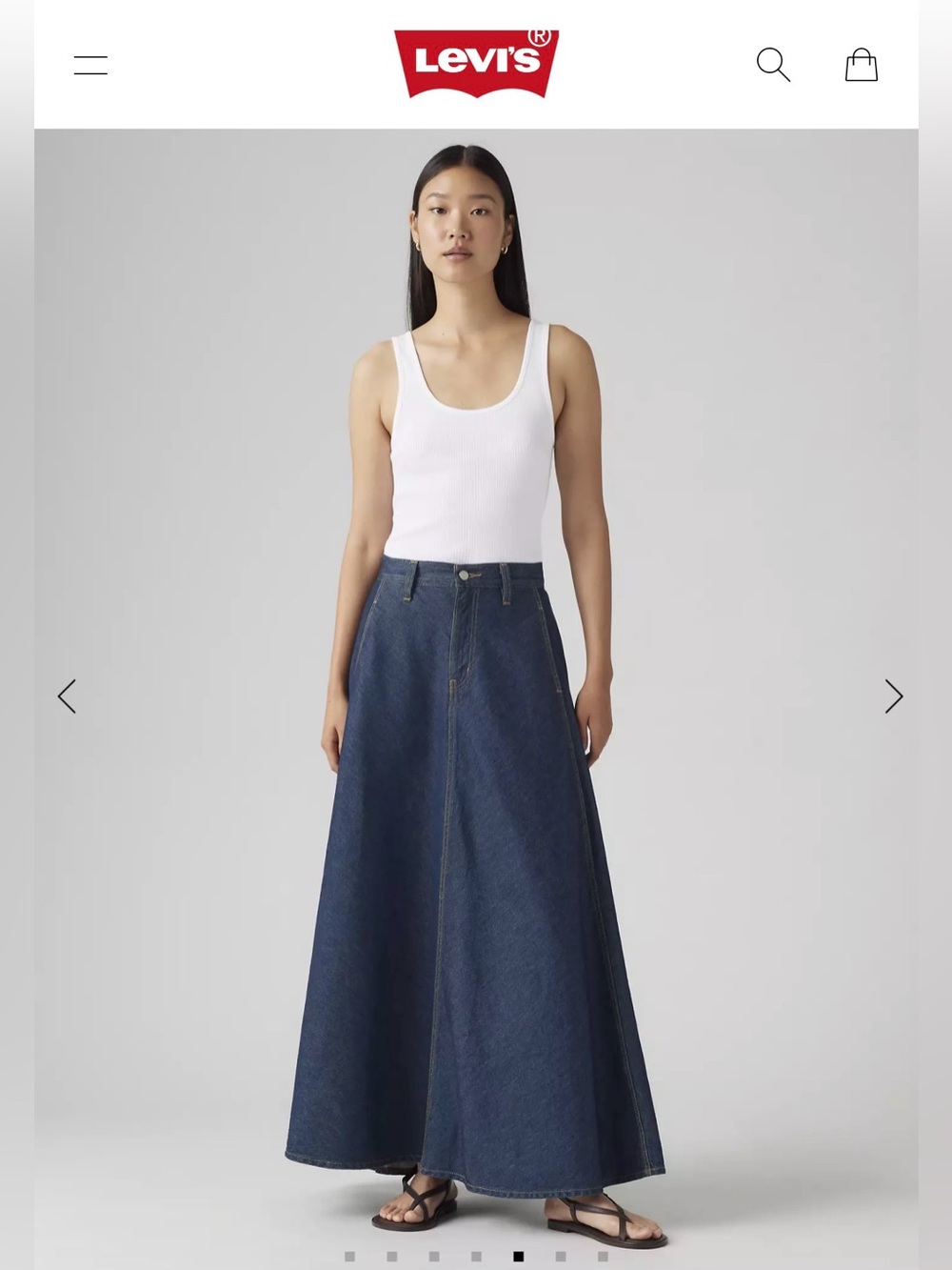 Leviβs Premium XL Denim Maxi Skirt Square Circle Dark Wash Size 27 Modest